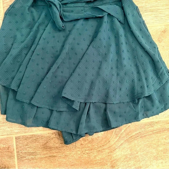 NWT Allison & Kelly Waist Tie Ruffle Hem Romper Size XL Teal Spaghetti Straps - Picture 5 of 12
